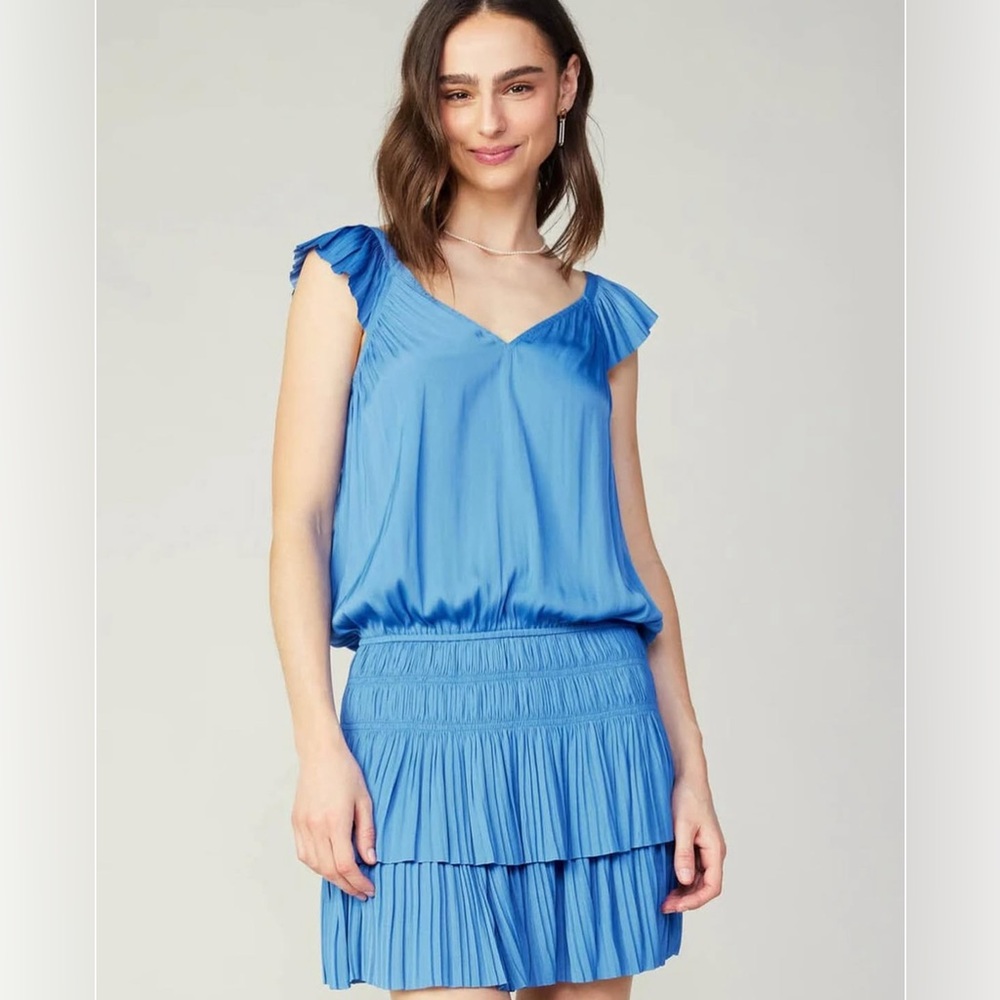 Current Air Blue Pleated Mini Dress